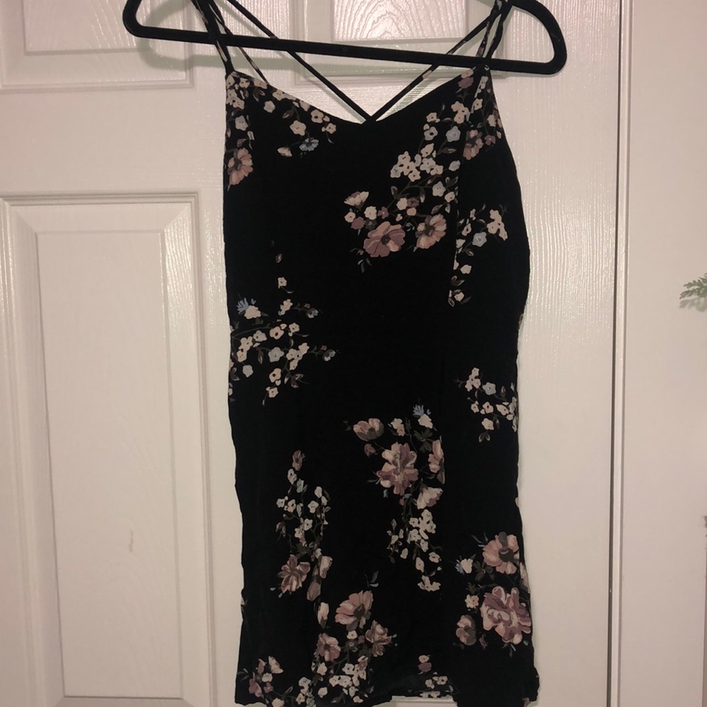 SOLD Garage black floral dress with pockets - Picture 1 of 1